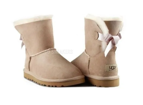 Женские мини угги с бантиками Mini Bailey Bow II Sand