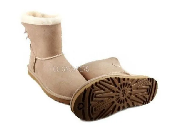 Женские мини угги с бантиками Mini Bailey Bow II Sand