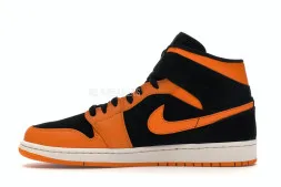 Nike Air Jordan 1 Mid Black Orange Peel