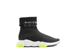 Balensiaga Speed Trainer Tall Black White Yellow