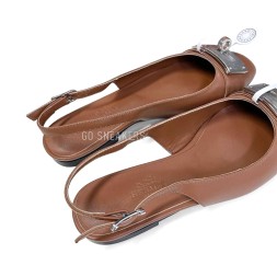Hermes Leather Flats Brown
