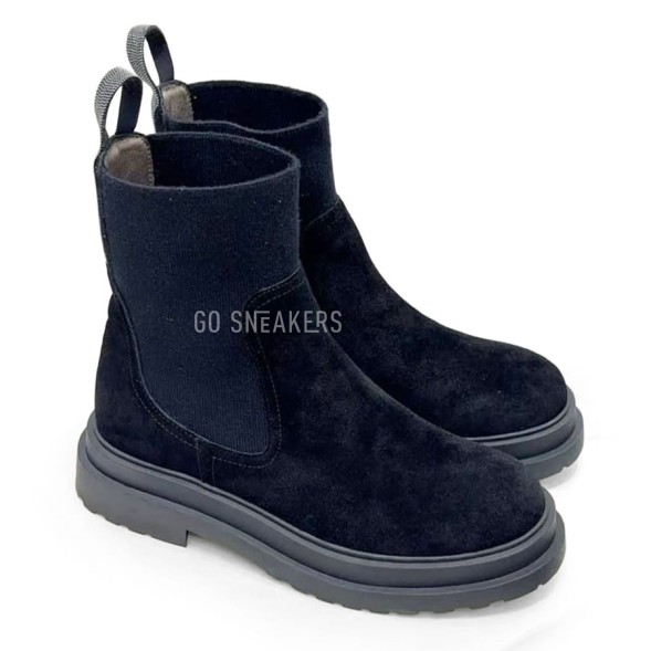 Женские челси Brunello Cucinelli Suede Chelsea Boot Black