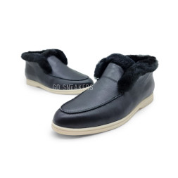 Loro Piana Open Walk Winter Leather Black
