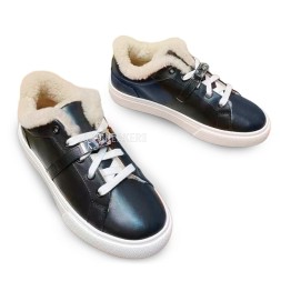 Hermes Winter Sneakers Leather Black