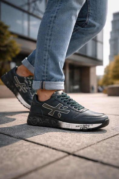 Унисекс кроссовки Premiata 483 Leather Black/Green