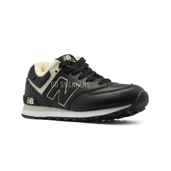Мужские зимние кроссовки New Balance 574 Black Leather 1