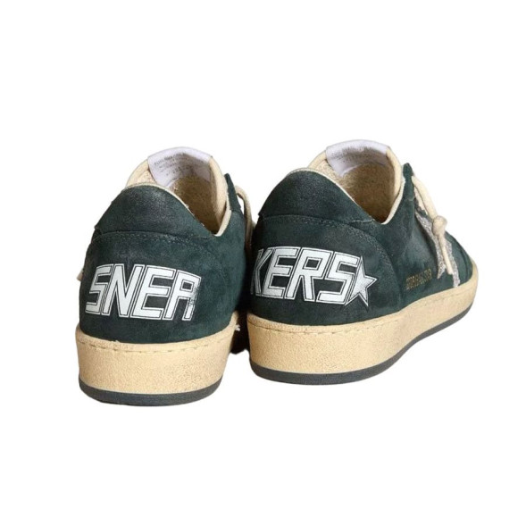 Женские кеды Golden Goose Ball Star in Green suede with Silver glitter star