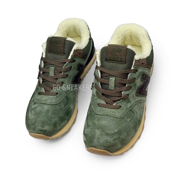 Мужские зимние кроссовки New Balance 574 Suede Winter Khaki