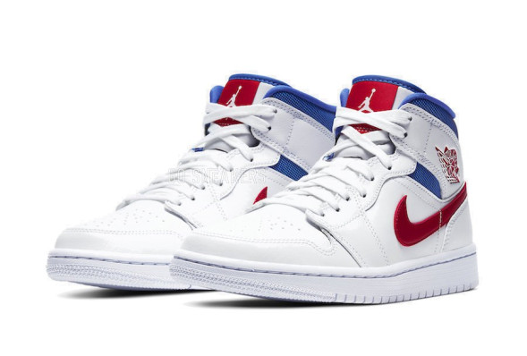Унисекс кроссовки Nike Air Jordan 1 Mid White Red Royal